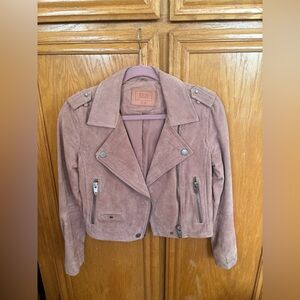 SL8 light pink real suede leather moto jacket XS